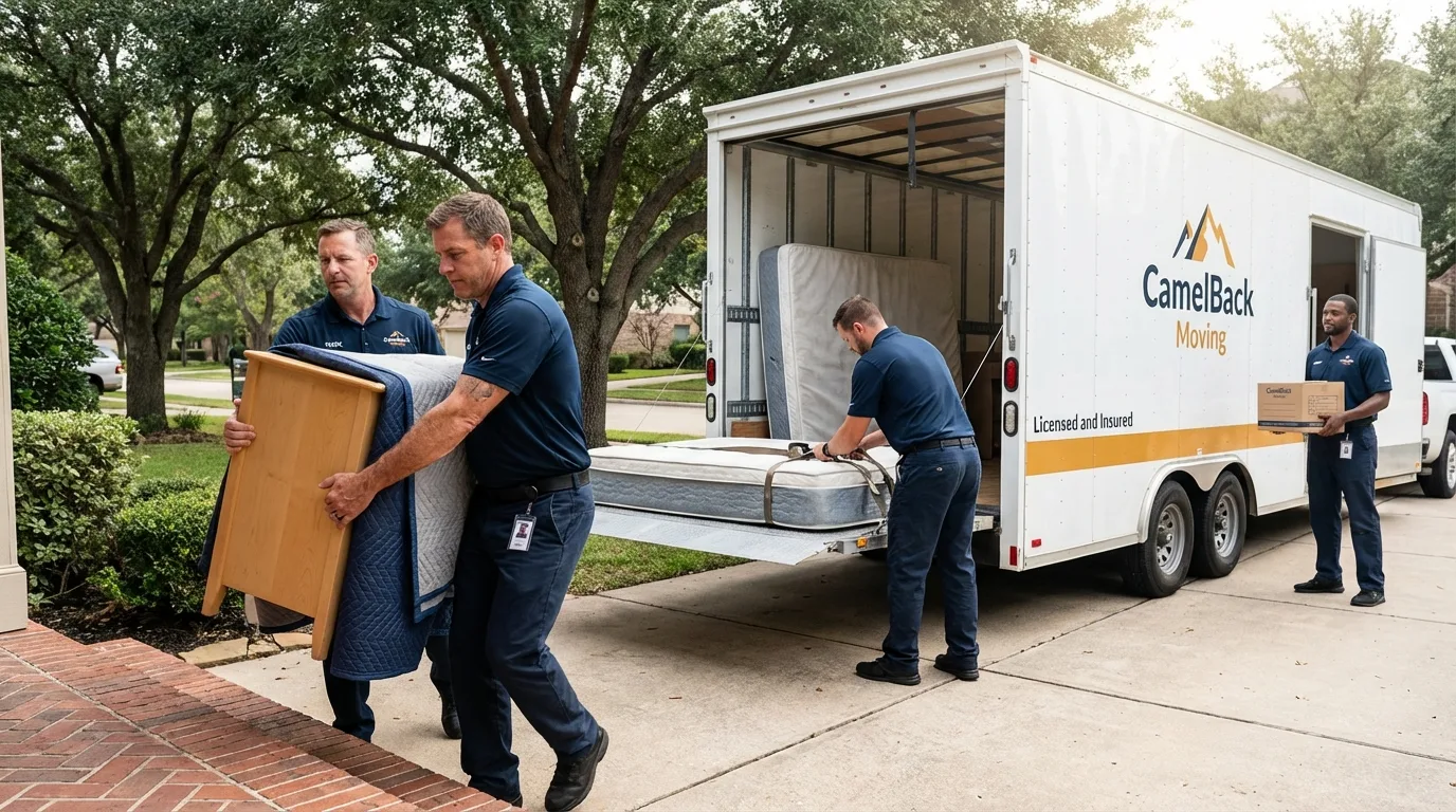 Crew loading residential truck for cross-state move from Oak Grove, MO
